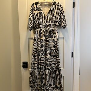 Baltic Born tiered maxi dress black and white print NWOT